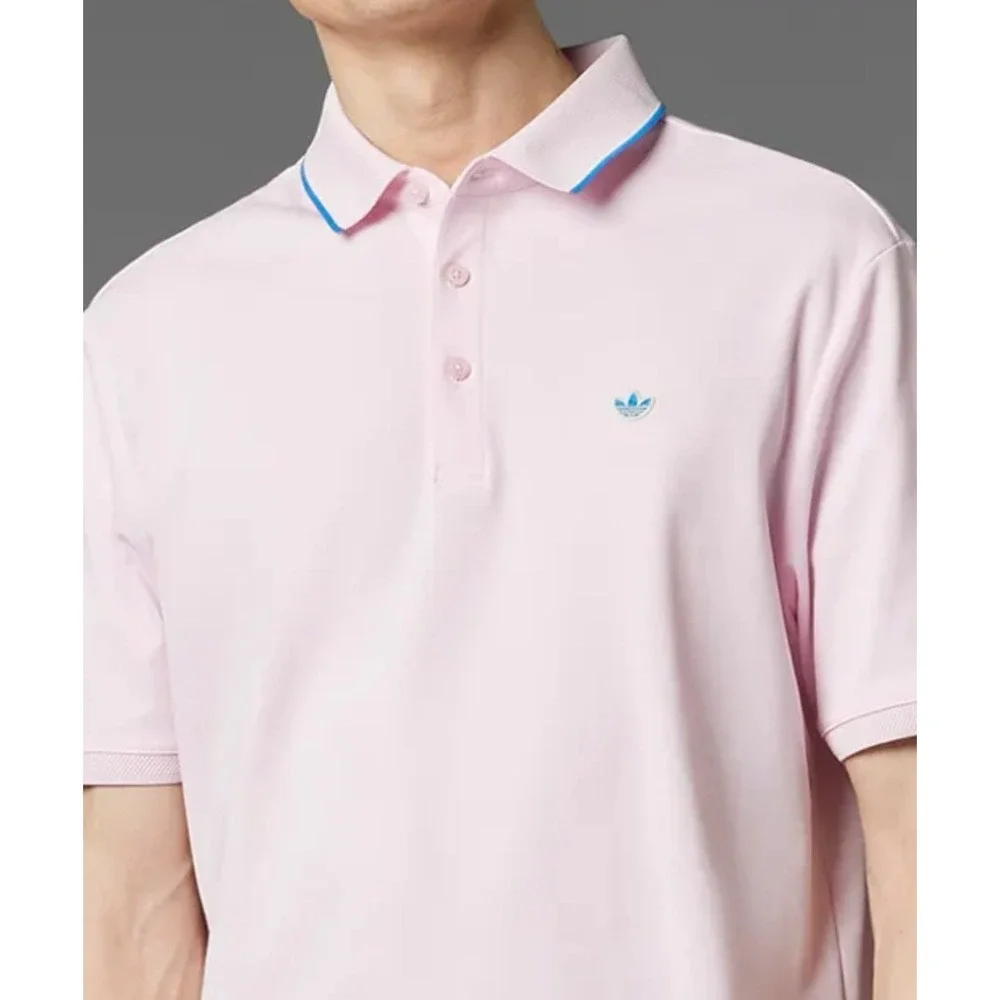 adidas Originals Men Twistknit‎ Trefoil Golf Polo JH3862 Short Sleeve PINK Small